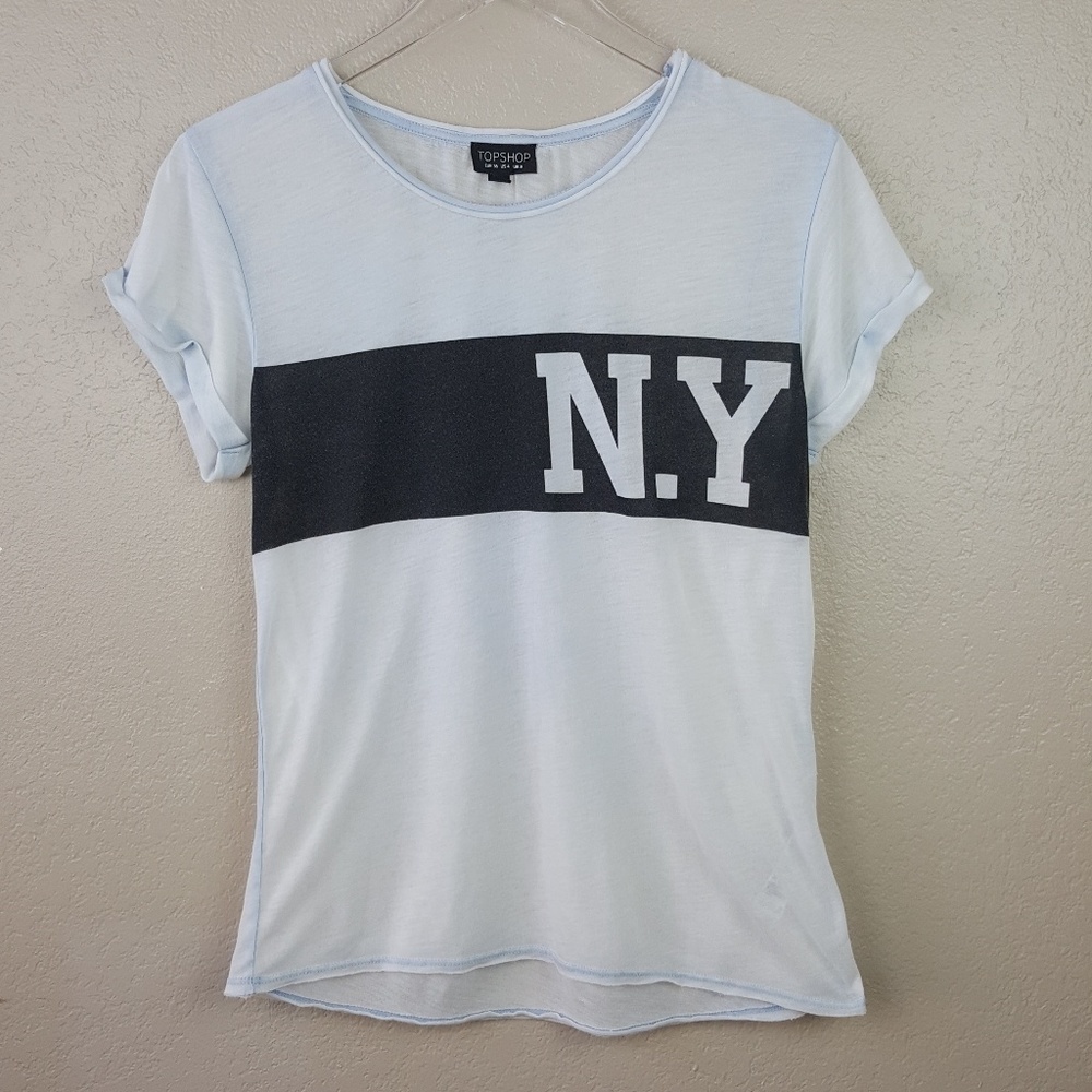 TOPSHOP New York Burnout Graphic T Shirt Top 4 - Picture 3 of 8